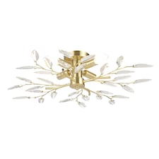 Modern Brushed Gold Plated Branch Ceiling Light Fitting with Acrylic Leaves | Gold