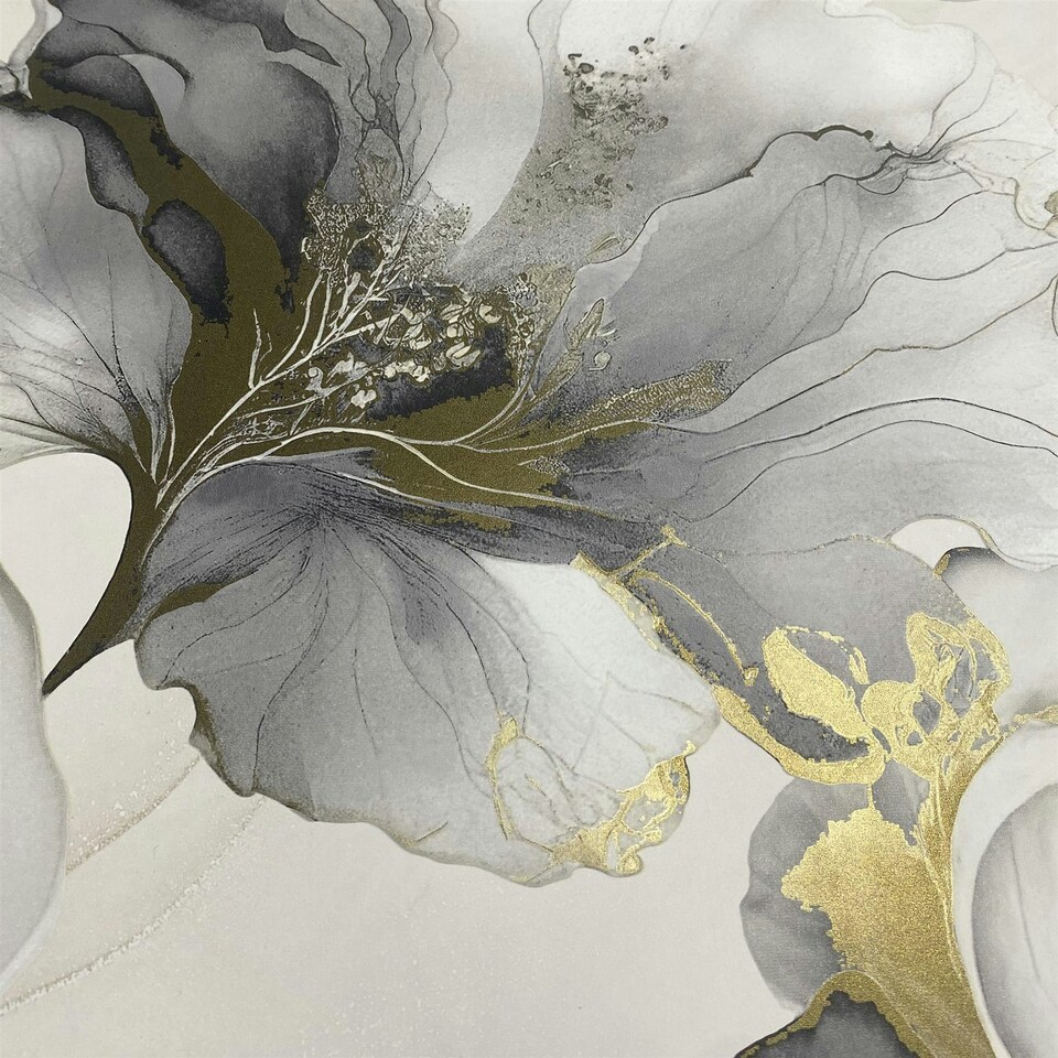 image 1 of Elysian Floral Black & Gold Wallpaper Black