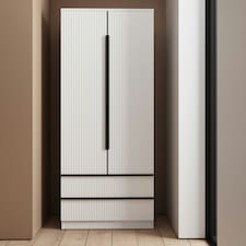 FWStyle Lania Ripple Ridged 2 Door 2 Drawer Combination Wardrobe Matt White White