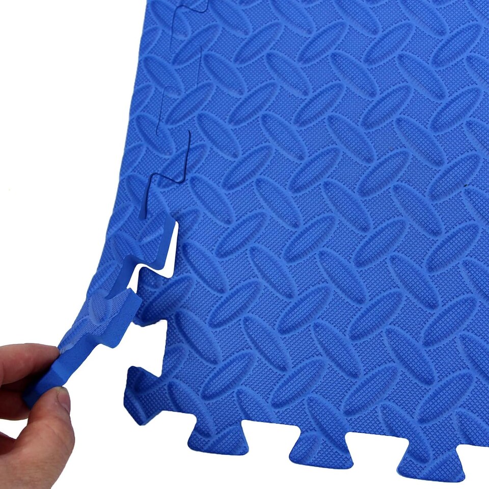 image 1 of Interlocking Gym Yoga Mats Anti-Fatigue EVA Soft Foam Exercise Play Floor Tiles (Blue)