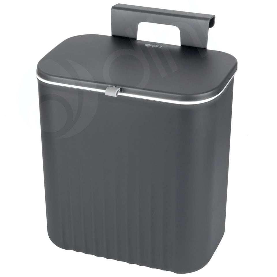 image 1 of Dihl Anthracite 9L Hanging Trash Bin with Lid Grey