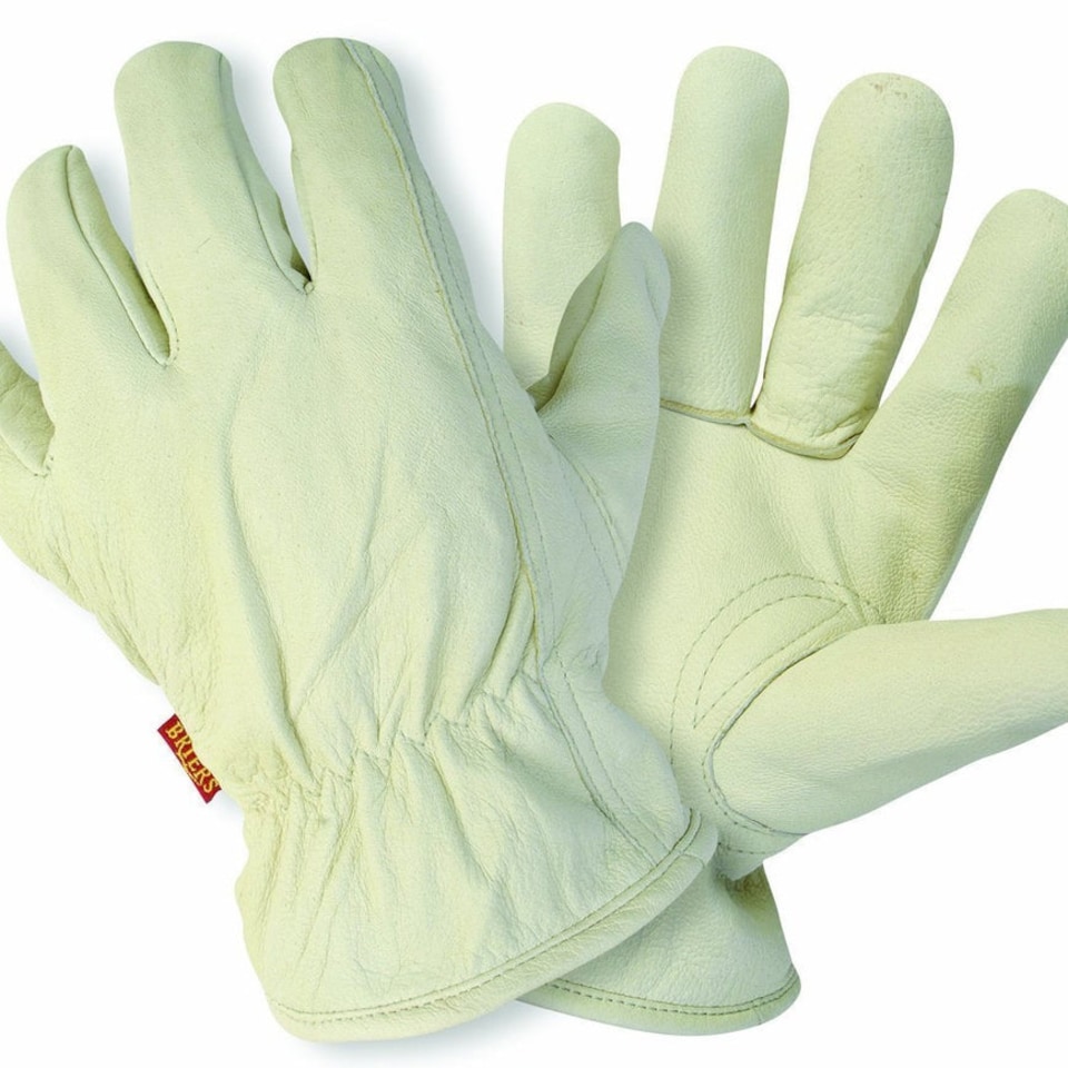 image 1 of Briers Ultimate Lined Leather Gardening Gloves, White, Large