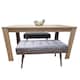 image 1 of Oak Effect Dining Table with 2 Grey Velvet Benches  Dining Set