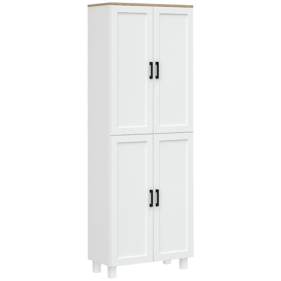 image 1 of HOMCOM Modern Kitchen Cupboard Storage Cabinet with 4 Shelves, White