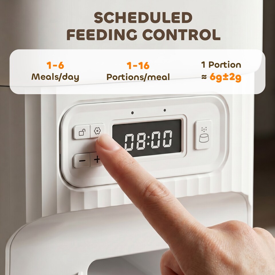 image 1 of PawHut Automatic Cat Feeder Timed Portion Control 4L