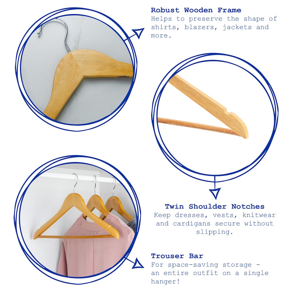 image 1 of Harbour Housewares Wooden Children's Hangers - White - Pack of 10