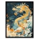 image 1 of Japanese Orange Water Living Room Dragon Black Framed Wall Art Print A4