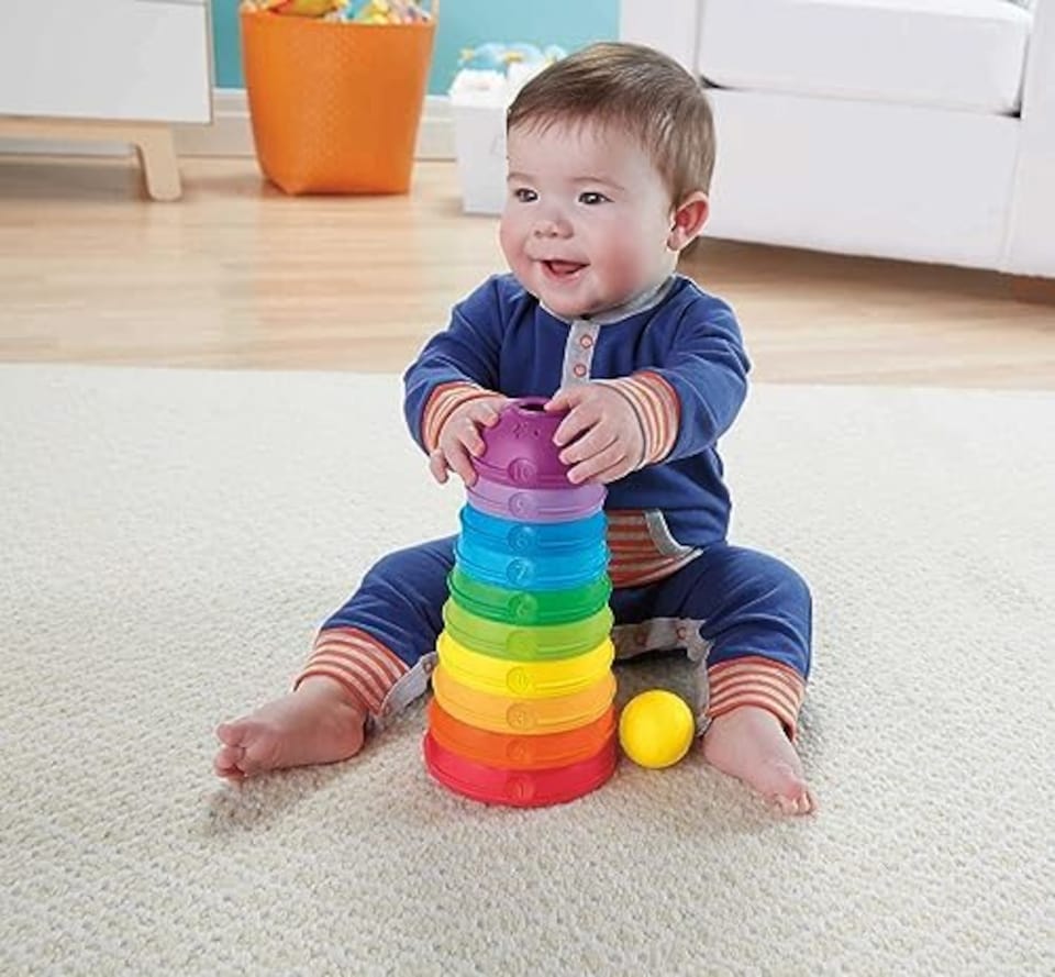 image 1 of Fisher Price Brilliant Basics Stack And Roll Cups