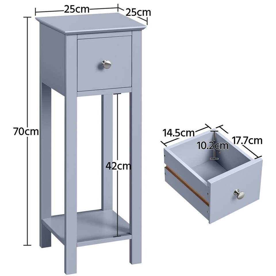 image 1 of Yaheetech Set of 2 Slim Bedside Tables Minimalist Design