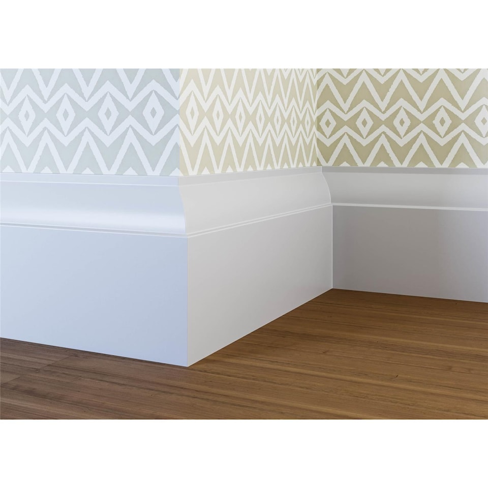 Pack of 5 (Total 5 Units) - Moisture Resistant MDF Primed Ovolo Small Skirting Board - 15mm (T) x 194mm (H) x 3050mm (L)