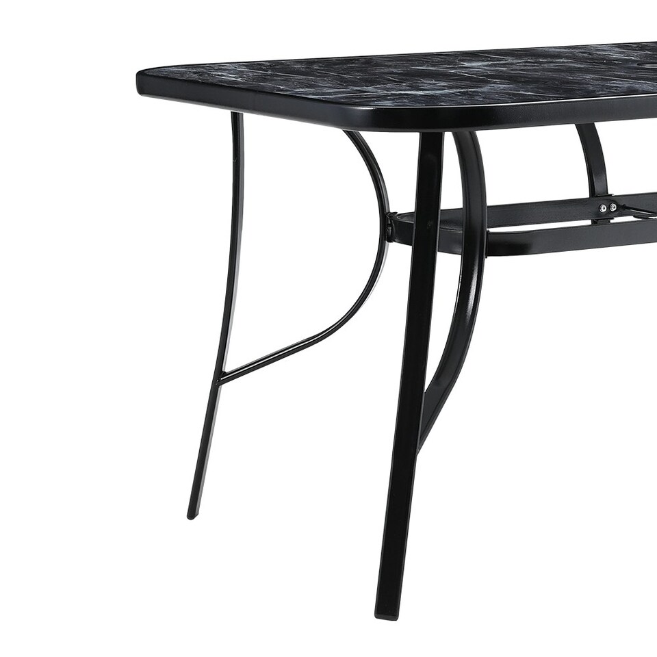 image 1 of Living and Home 1.5m Outdoor Tempered Glass Marble Rectangular Coffee Table | Black