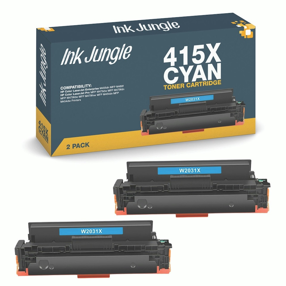 image 1 of 2x Compatible HP 415X Cyan Toner Cartridges Blue