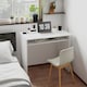 image 1 of HOMCOM Modern Computer Desk, Home Office Table, Small Writing Desk with Storage Shelf, 90 x 50cm, High Gloss White