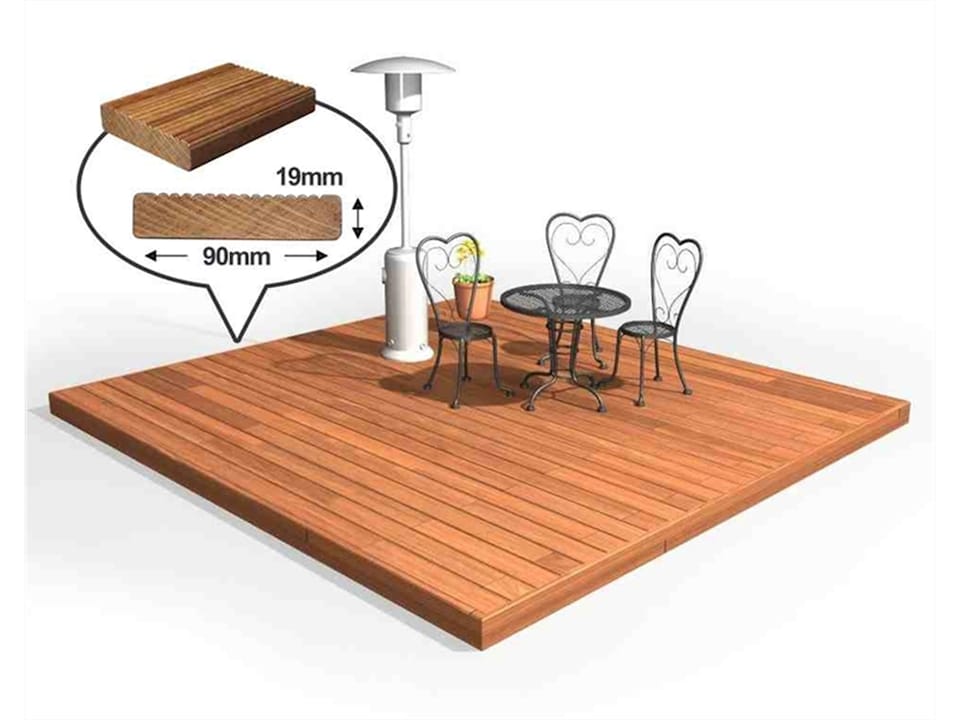 image 1 of eDecks Balau Hardwood Timber Decking Kit, 90mm, 1.8 x 1.8m - No Handrails