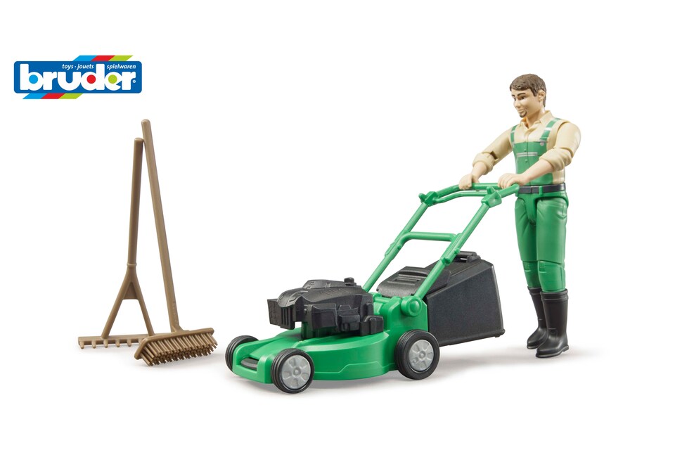 image 1 of Bruder bworld Gardener with lawn mower and equipment Detailed Vehicle & Playset Model