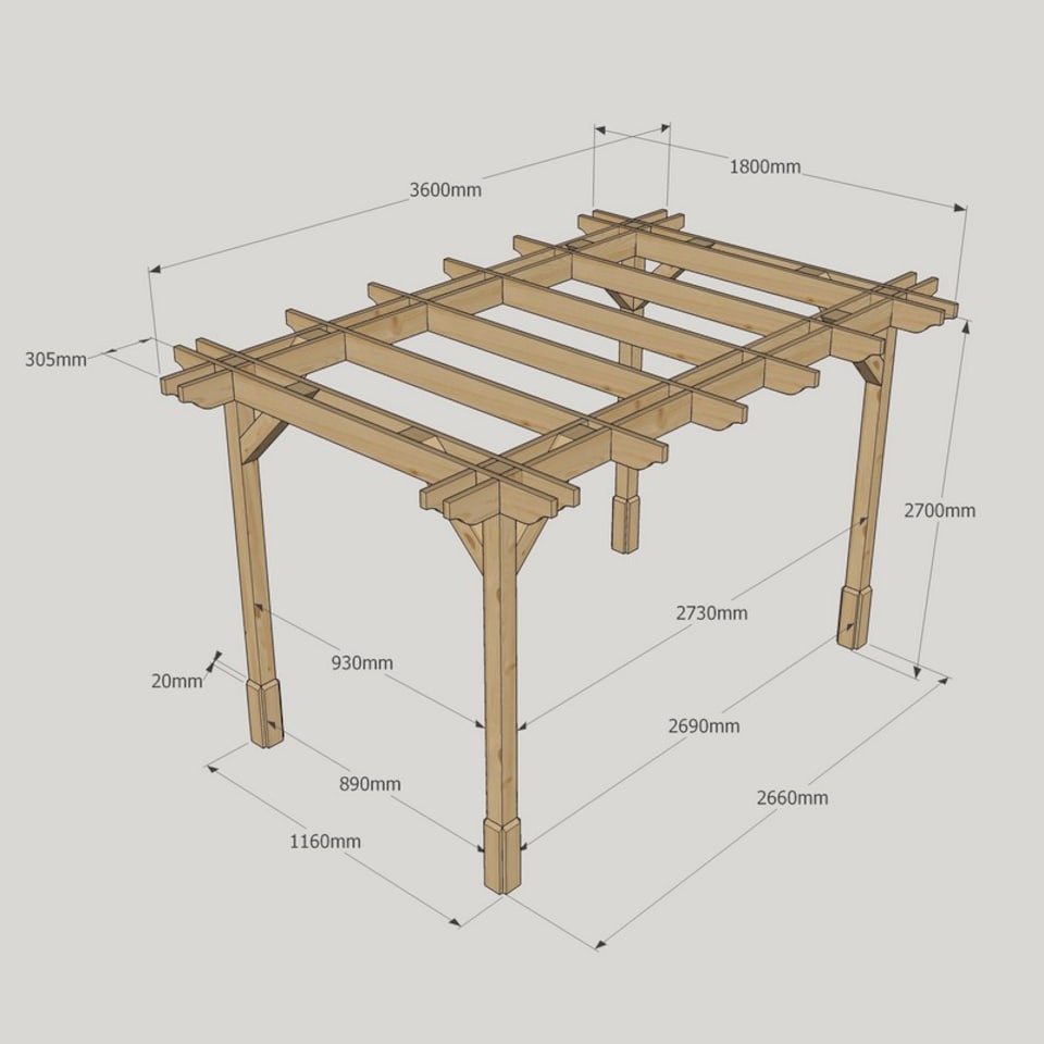 image 1 of Double Premium Pergola - Wood - L180 x W360 x H270 cm - Light Green