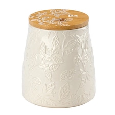 English Tableware Company Fieldview Farm Embossed Tea Storage Canister with Bamboo Lid