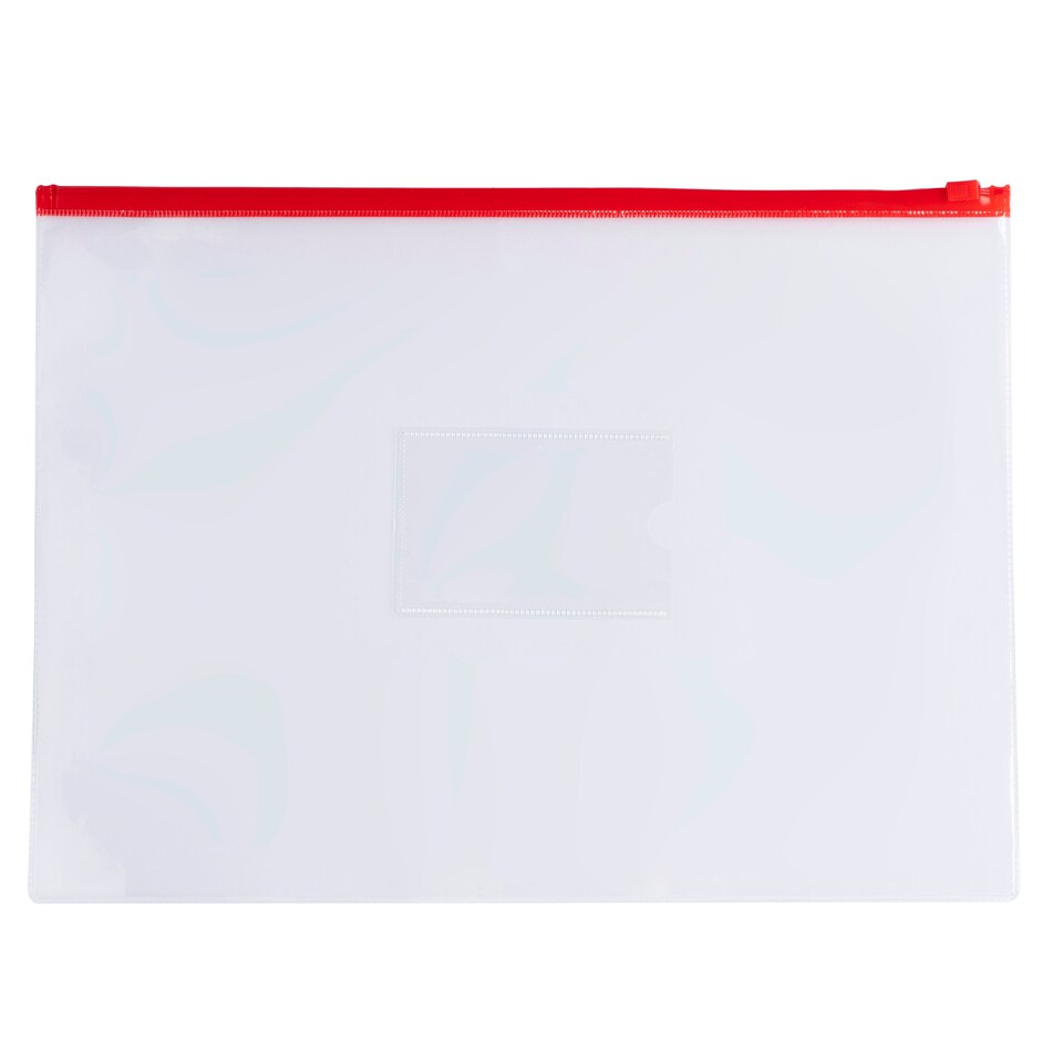 image 1 of Pack of 12 A4 Clear Zippy Bags with Red Zip
