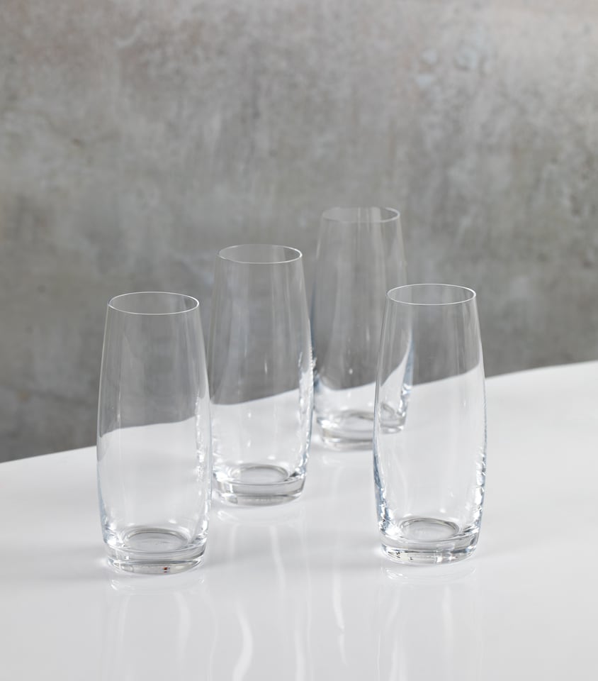 image 1 of Mikasa Champagne Flute Set Clear Stemless Crystal 266ml Set of 4
