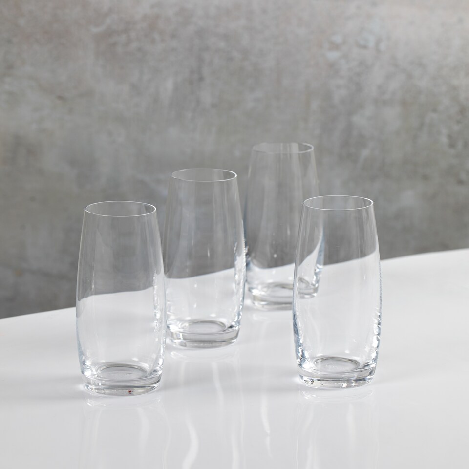 image 1 of Mikasa Champagne Flute Set Clear Stemless Crystal 266ml Set of 4