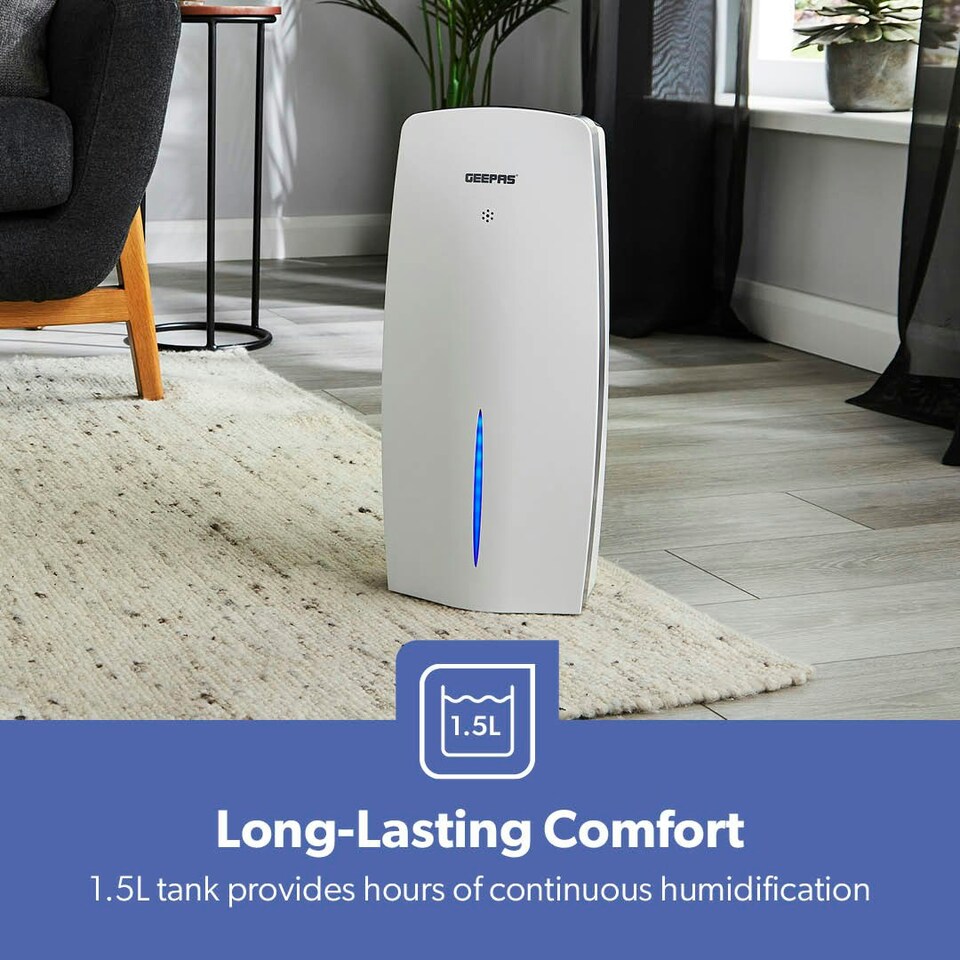 image 1 of GEEPAS  2-in-1 Digital Air Purifier & Humidifier | White