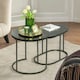 image 3 of 2PC Nesting Tables With Faux Marble Tabletop Black Black
