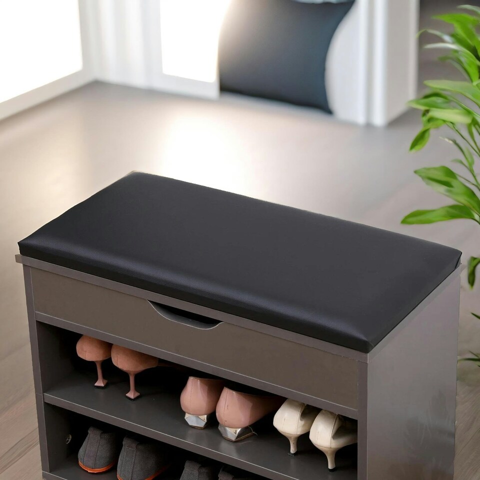 image 1 of Shoe Storage Bench 60CM Grey Grey