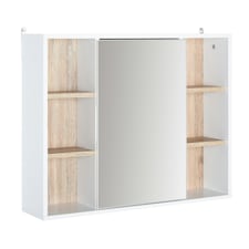 HOMCOM Wall Mounted Bathroom Storage Cabinet w/ Mirrored Door, Adjustable Shelf