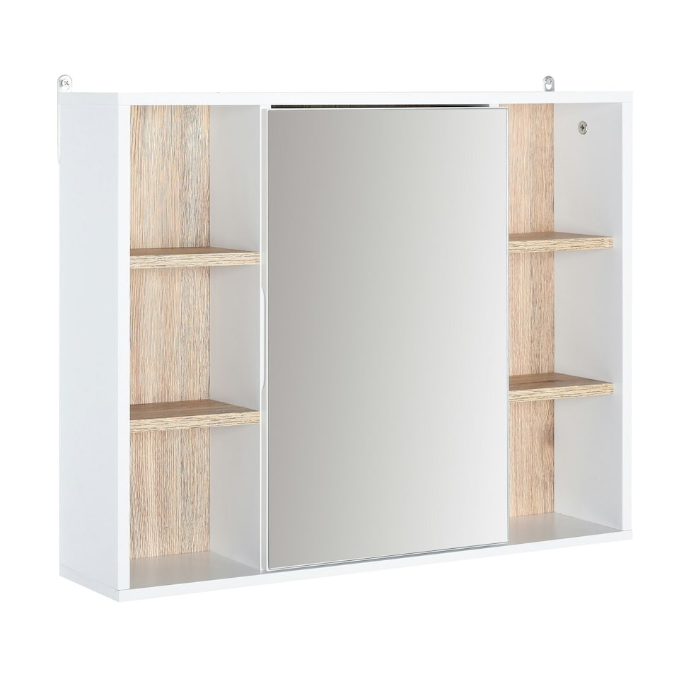 image 1 of HOMCOM Wall Mounted Bathroom Storage Cabinet w/ Mirrored Door, Adjustable Shelf