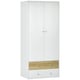 image 6 of HOMCOM 2 Door Wardrobe White Wardrobe with Drawers and Hanging Rod for Bedroom