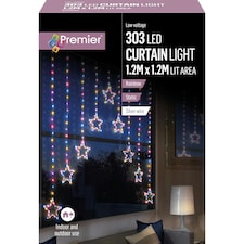 Premier Curtain Light Stars 303 LED Lights 1.2m X 1.2m - Rainbow | Multi