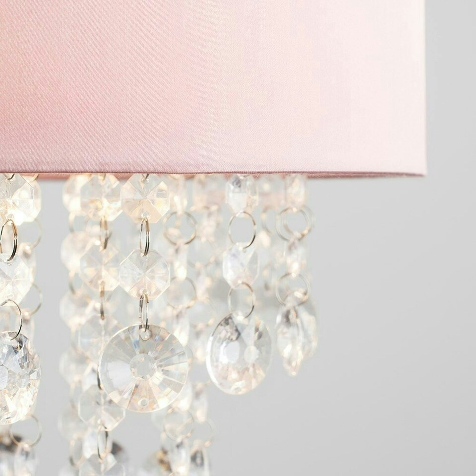 image 1 of ValueLights Acrylic Jewel Effect Droplet Pink Ceiling Pendant Light Shade