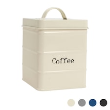 Harbour Housewares Cream Vintage Metal Kitchen Coffee Canister Kitchen Caddy Kitchen Storage Containers Canisters