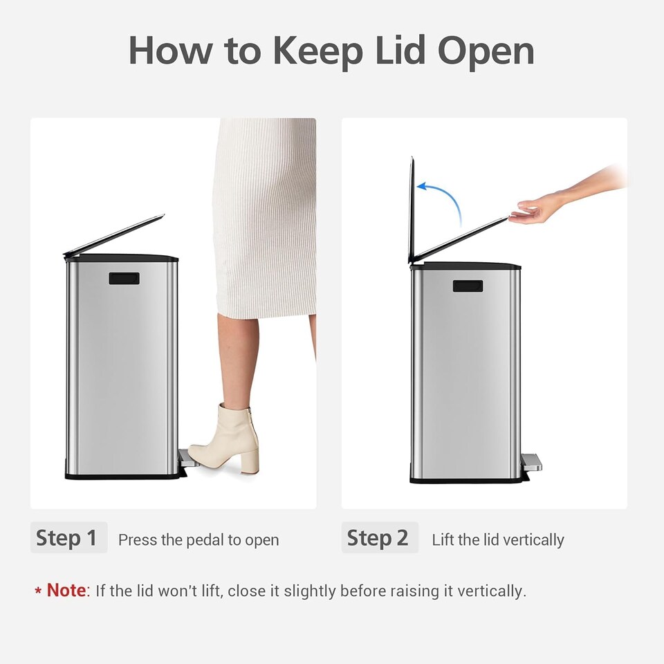image 1 of London Boutique 60L (2x30L) Stainless Steel Step Bin with Soft-Close Lid & 2-colour Removable Inner Buckets - Silver