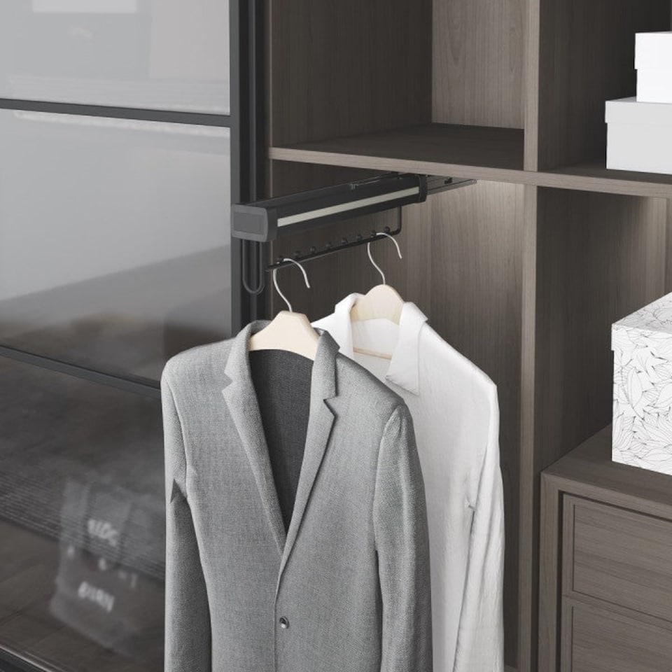 image 1 of FittingsCo, Bedroom Pullout Clothing Rack, Anthracite Aluminium with Soft Close