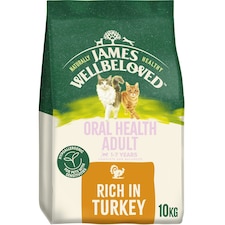 James Wellbeloved Oral Health 1-7 Years Adult Dry Cat Food Rich in Turkey 10kg