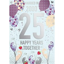 Words 'n' Wishes Ruby Anniversary Card, Fun Facts From the Year you got Married, 25 Years Married, Multi-Coloured, 22 x 15.8 cms