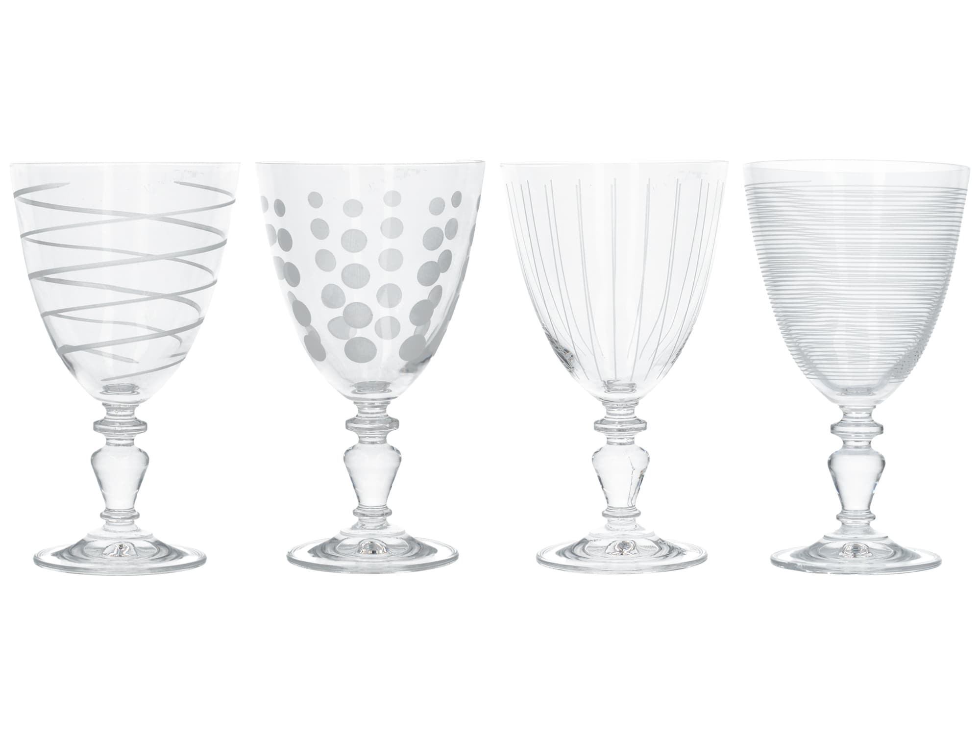 Mikasa Wine Glass Set Clear Black Crystal 450ml Set of 4