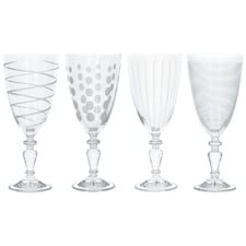 Mikasa Wine Glass Set Clear Black Crystal 450ml Set of 4