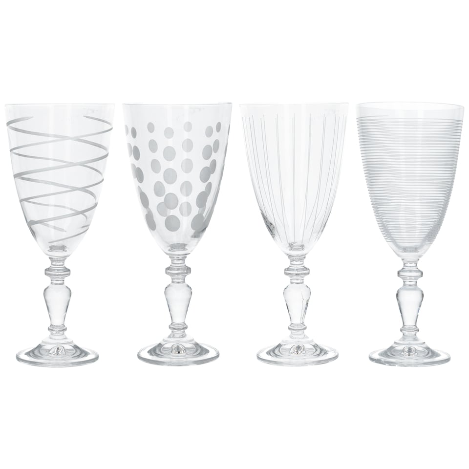 image 1 of Mikasa Wine Glass Set Clear Black Crystal 450ml Set of 4