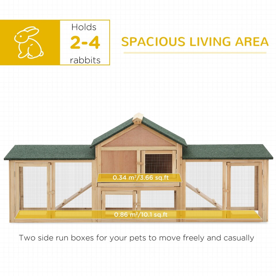 image 1 of PawHut Rabbit Hutch, Guinea Pig Hutch Outdoor Wooden 2 Storey Bunny House