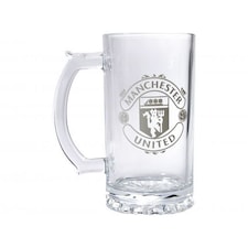 Manchester United FC Crest Glass Beer Stein | Clear | Transparent | One Size | 1