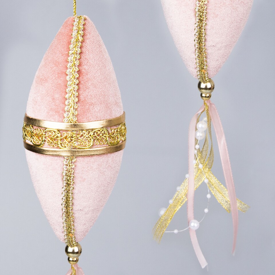 image 1 of 3Pcs Light Pink Nut Bauble Decorations 7x30cm - Christmas Tree Hanging Decorations Ornaments