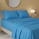 image 2 of Flannelette Flat Sheet Soft Brushed Cotton Bedding for Warmth Comfort | Blue | King
