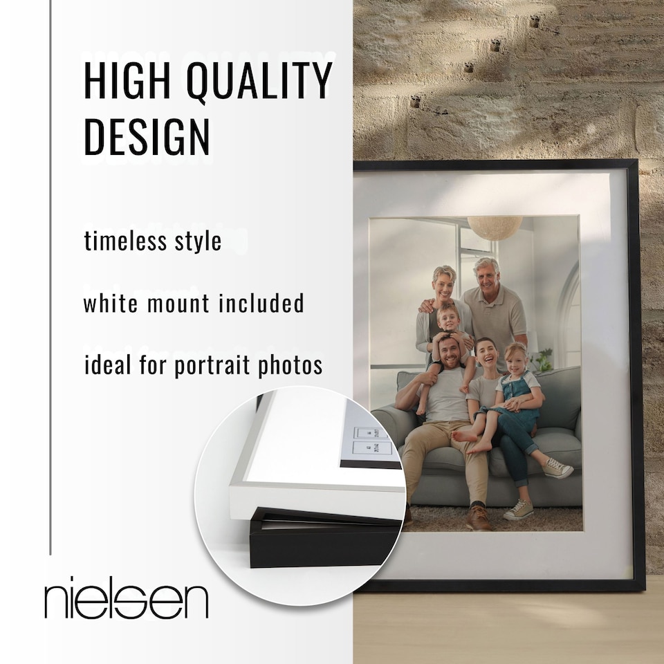 image 1 of Nielsen Alpha Aluminium Picture Frame with Mount - Real Glass - Silver - A4 (21cmx29.7cm)