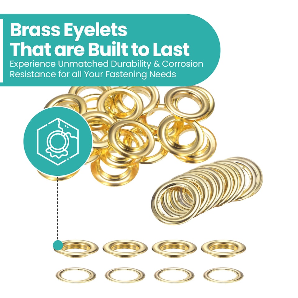 image 1 of 30mm Brass Eyelets with Washers for Arts & DIY Projects - 10 Pcs