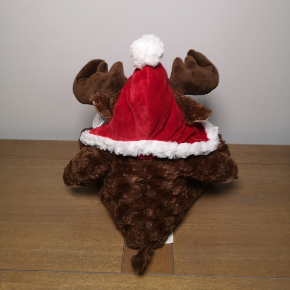 image 1 of 30cm Sitting Plush Christmas Reindeer with Red Hat & Scarf