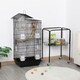 image 5 of Yaheetech 158.5 cm Tall Roof Top Birdcage with Rolling Metal Stand Black