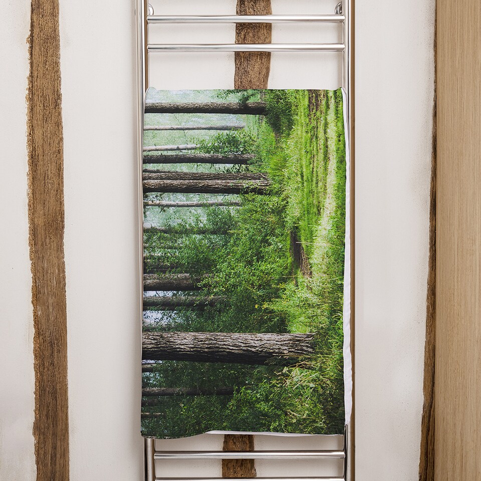 image 1 of Beautiful summer forest with different trees Designer Bath Towel | Multi