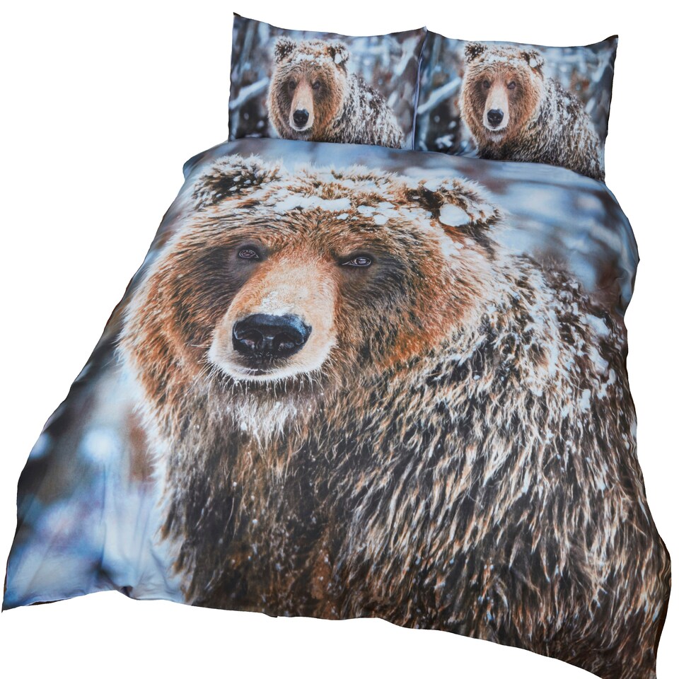 image 1 of Big Bear Polycotton Duvet Cover Set with Pillowcase Double Multi | Double